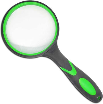 Multipurpose 10X HD thickened magnifying glass with 75MM Lens Magnifier and Non-Slip Soft Handle (Green)-EXHOBBY LIMITED.