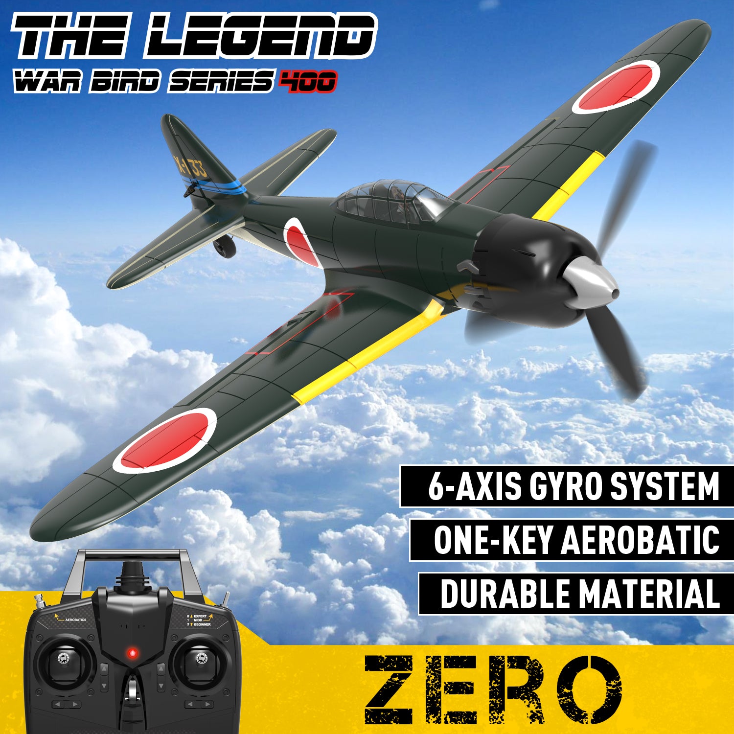 VOLANTEXRC Zero Beginner Warbird RC Airplane RTF with Gyro - EXHOBBY