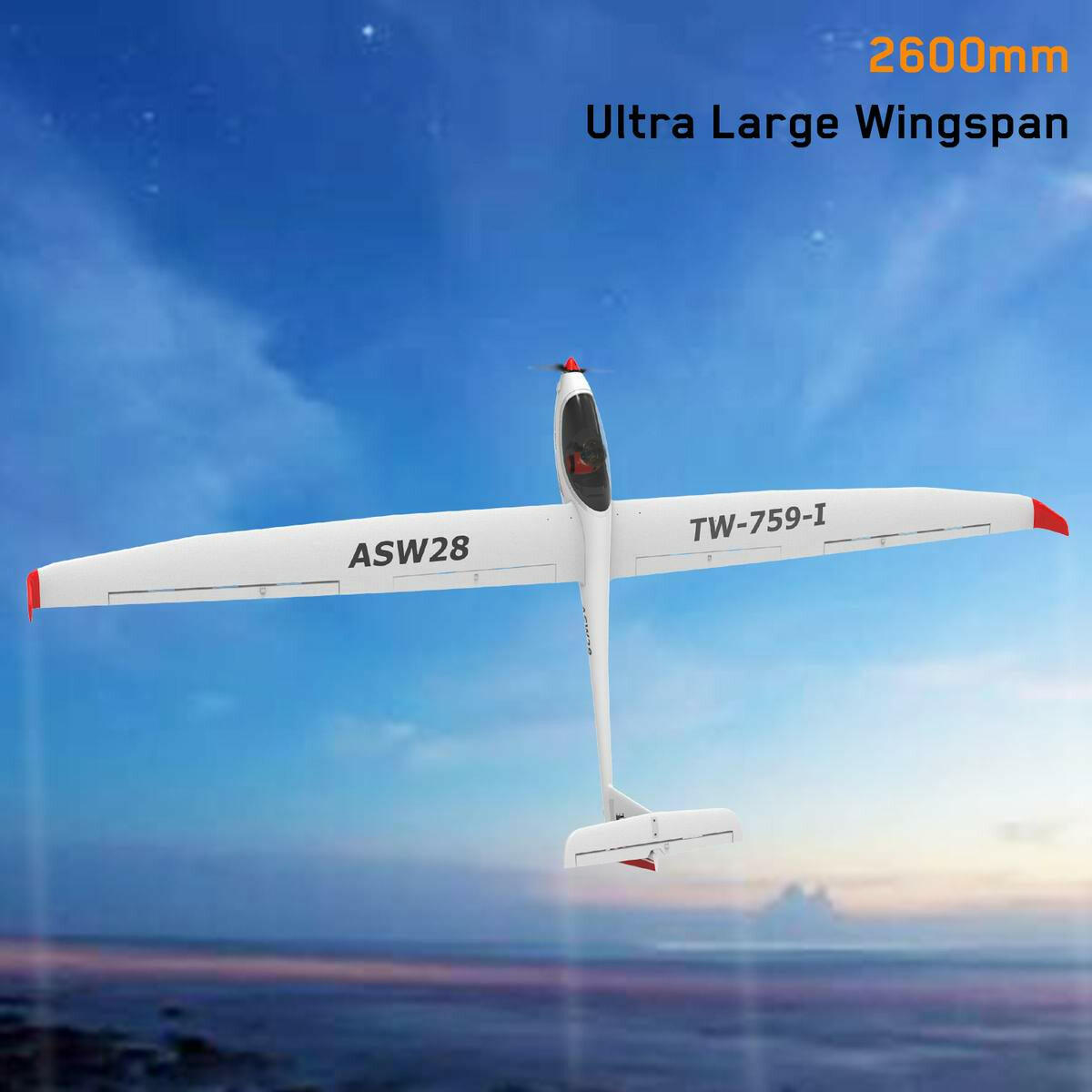 VOLANTEXRC ASW28 2.6 Meters 5-Ch Professional RC Glider Brushless Scale Sailplane 759-1.