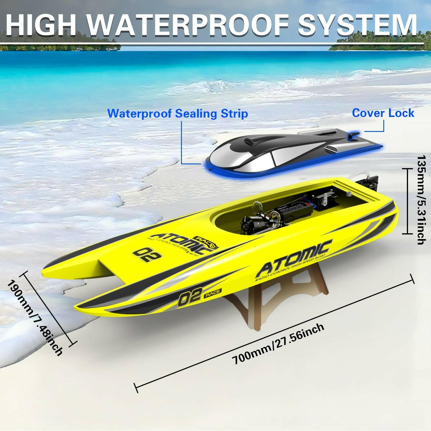 Atomic 45mph High Speed Lake Racing Remote Control RC Boat (792-4) RTR - EXHOBBY