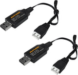 SUPULSE 2個 USB 充電器 ケーブル 2A for 2S 7.4V LiPo バッテリー with XH-3Pin プラグ for ラジコンボート RC Truck RC Plane