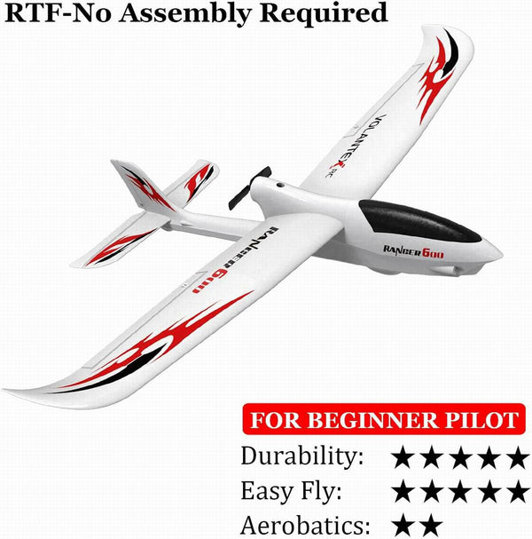 VOLANTEXRC Ranger600 RC Glider w- Xpilot Stabilizer and One Key U-turn for Kids (761-2) RTF.