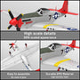 VOLANTEXRC P-51 Mustang 2.4G 5CH Remote Control Warbird 750MM Red with One Key U-Turn Function (768-1) - EXHOBBY