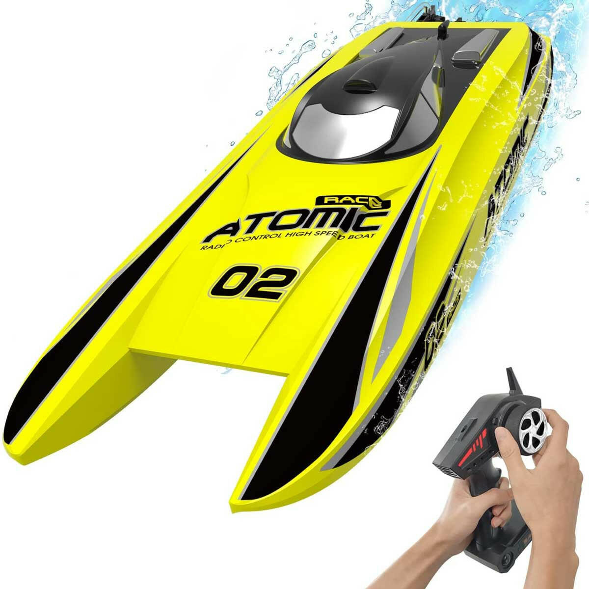 ABSユニボディブロープラスチックハル（792-4）RTRイエローを備えたアトミック45mph超高速ボート
