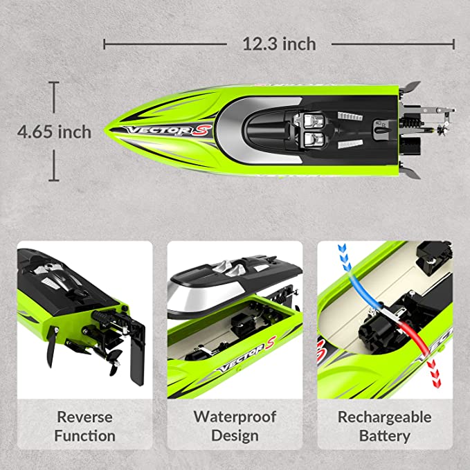 VOLANTEXRC VectorS Brushless RC Boat Self Righting for Lake Racing Kids Adults Great Gift Boat-EXHOBBY LIMITED.