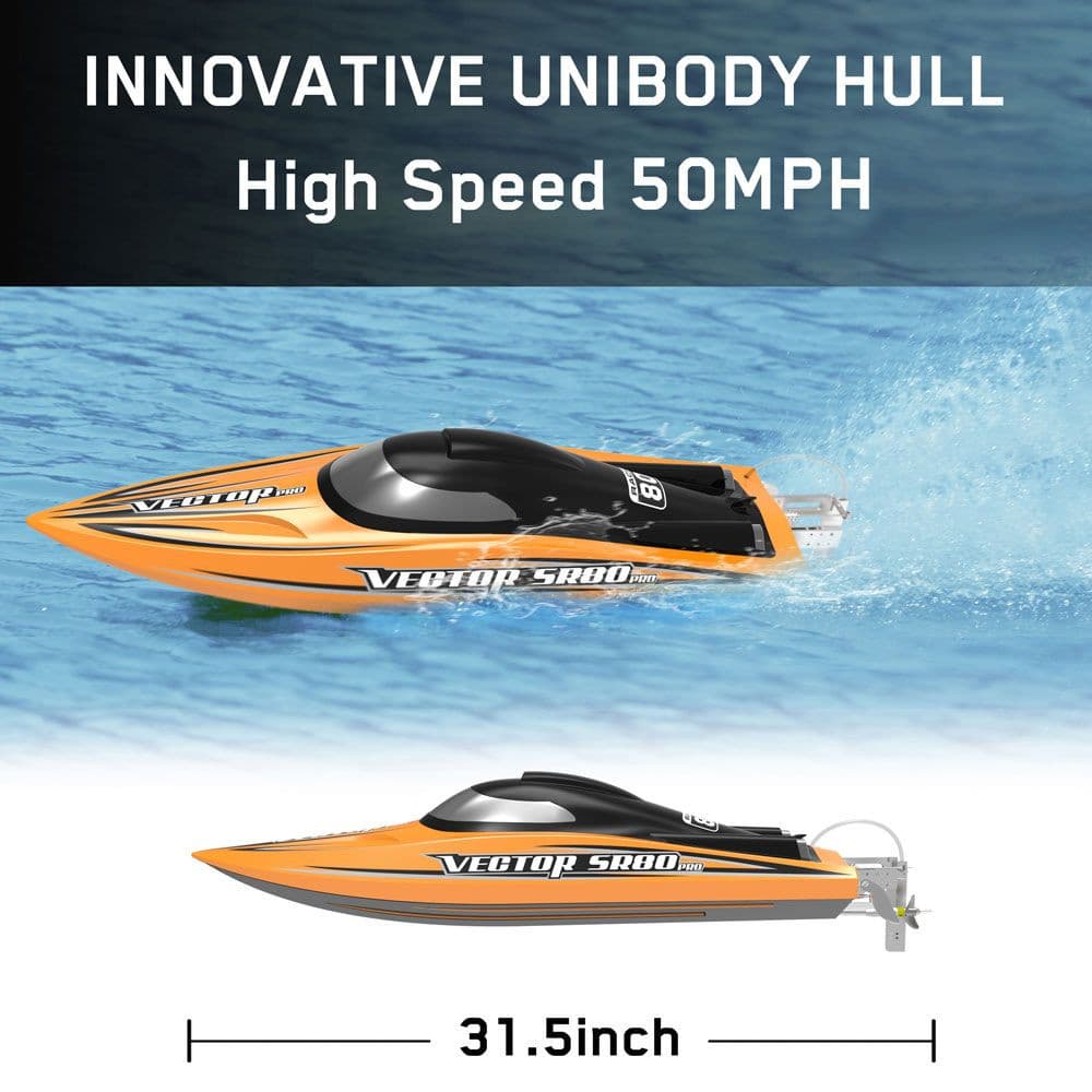 Vector SR80 Pro 50mph Super High Speed Boat with Auto Roll Back Function and All Metal Hardwares (798-4P) RTR - EXHOBBY