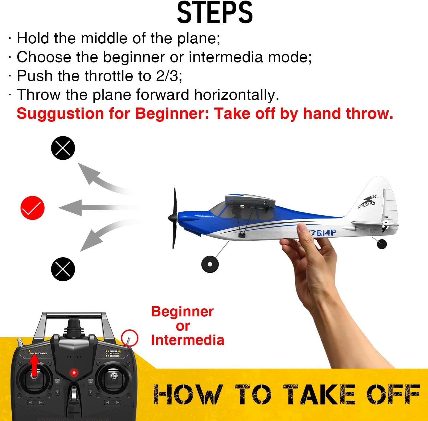 VolantexRC Sport Cub 500 761-4 500mm Wingspan 4CH One-Key