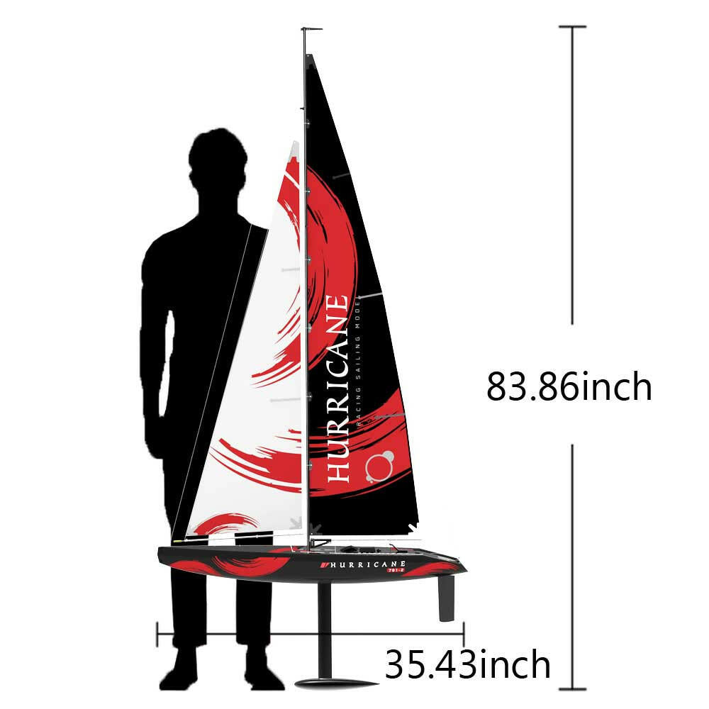 Hurricane 2 Channel Sailboat with 1 Meter Hull Length and ABS Plastic Waterproof Hull (791-2) RTR - EXHOBBY